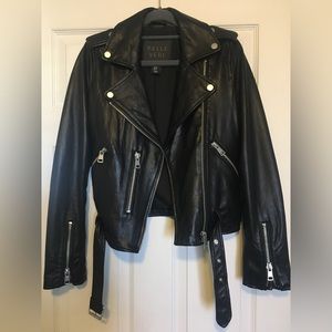 NWOT Belle Vere Moto Biker Black Leather Jacket, Size XS
